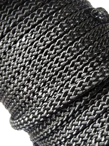 Hundeleine, Standardleine mit Rundring in der Handschlaufe, aus einfarbigen 8mm PPM Flechtsein in DREI Längen (schwarz, 1m) von Happymitvierpfoten.de