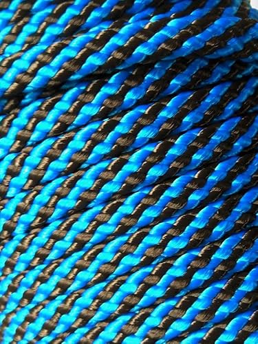 Neckline einfach, Verbindungsleine 40cm aus 8mm mehrfarbigen 8mm PPM Flechtseil (blau-schwarz, Rundring und Karabiner) von Happymitvierpfoten.de
