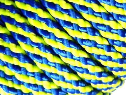 Neckline einfach, Verbindungsleine 40cm aus 8mm mehrfarbigen 8mm PPM Flechtseil (grün-blau, mit Karabiner) von Happymitvierpfoten.de