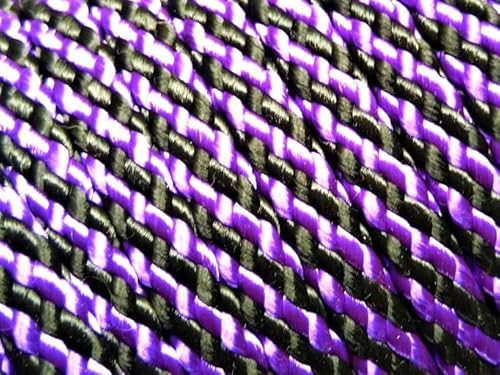 Neckline einfach, Verbindungsleine 40cm aus 8mm mehrfarbigen 8mm PPM Flechtseil (lila-schwarz, Rundring und Karabiner) von Happymitvierpfoten.de