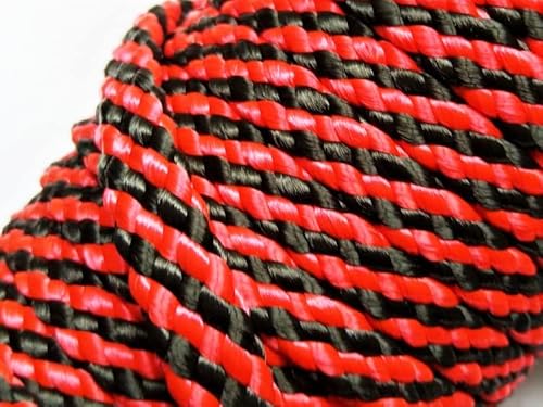 Neckline einfach, Verbindungsleine 40cm aus 8mm mehrfarbigen 8mm PPM Flechtseil (rot-schwarz, mit Karabiner) von Happymitvierpfoten.de