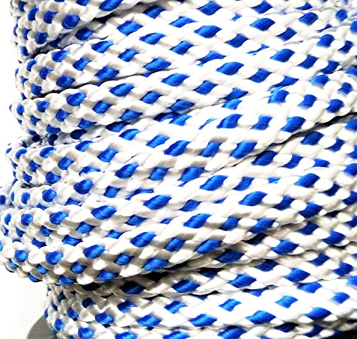 Neckline einfach, Verbindungsleine 40cm aus 8mm mehrfarbigen 8mm PPM Flechtseil (weiß-blau, mit Karabiner) von Happymitvierpfoten.de