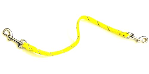 Neckline einfach, Verbindungsleine 40cm aus reflektierenden 8mm PPM Flechtseil in Zwei Ausführungen (gelb Reflektor, Karabinern) von Happymitvierpfoten.de