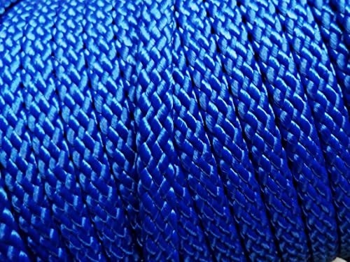 Neckline einfach, Verbindungsleine aus einfarbigen 8mm PPM Flechtseil in Zwei Ausführungen (blau, Rundring,Karabiner) von Happymitvierpfoten.de