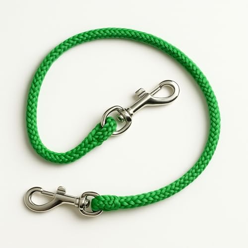 Neckline einfach, Verbindungsleine aus einfarbigen 8mm PPM Flechtseil in Zwei Ausführungen (grün, Karabiner) von Happymitvierpfoten.de