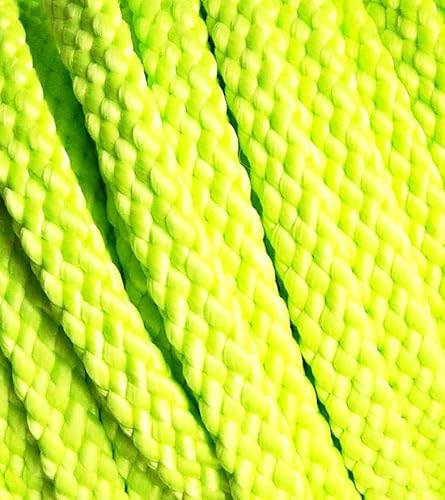 Neckline einfach, Verbindungsleine aus einfarbigen 8mm PPM Flechtseil in Zwei Ausführungen (neon grün, Rundring,Karabiner) von Happymitvierpfoten.de