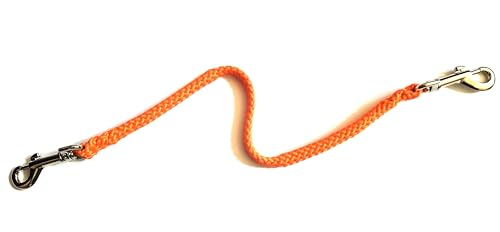 Neckline einfach, Verbindungsleine aus einfarbigen 8mm PPM Flechtseil in Zwei Ausführungen (neon orange, Karabiner) von Happymitvierpfoten.de