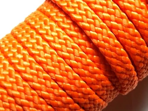 Neckline einfach, Verbindungsleine aus einfarbigen 8mm PPM Flechtseil in Zwei Ausführungen (neon orange, Rundring,Karabiner) von Happymitvierpfoten.de