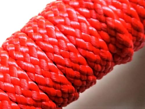 Neckline einfach, Verbindungsleine aus einfarbigen 8mm PPM Flechtseil in Zwei Ausführungen (rot, Rundring,Karabiner) von Happymitvierpfoten.de