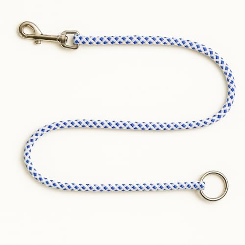 Neckline einfach Color-Mix 40cm lang aus mehrfarbigen 8mm PPM Flechseil viele Farben und Zwei Ausführungen (weiß-blau, Rundring und Karabiner) von Happymitvierpfoten.de