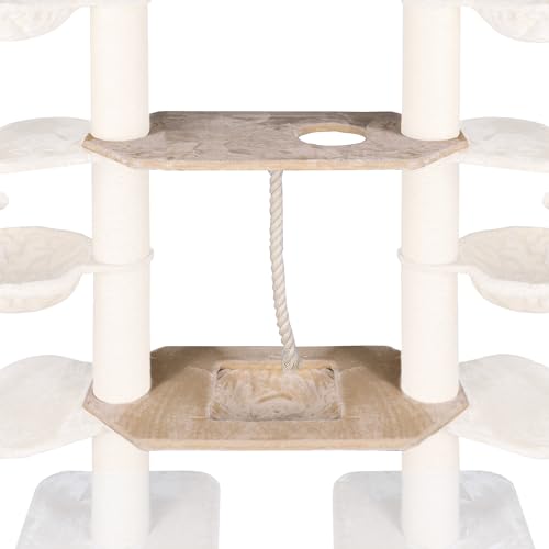 HAPPYPET Kratzbaum Verbindungs-Set mit Spielseil & Liegemulde – Ersatzteil aus Multiplex-Holz, inkl. Plüschbezug & Abstandshalter – Ideal zur Erweiterung von Katzenkratzbäumen von Happypet