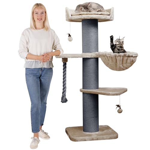 HAPPYPET Premium Kratzbaum Grosse Katzen Stabil 'Cooper' – 150 cm Großer Katzenbaum, Kletterbaum für Maine Coon, Natursisal, 20 cm Dicke Stämme - Cappuccino HAPPYPET Premium Kratzbaum Grosse Katzen Stabil 'Cooper' – 150 cm Großer Katzenbaum, Kletterbaum für Maine Coon, Natursisal, 20 cm Dicke Stämme - Cappuccino von Happypet