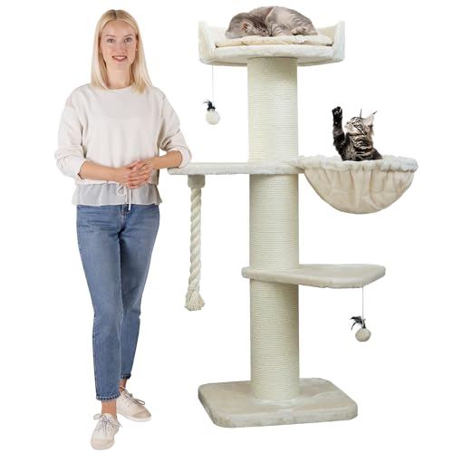 HAPPYPET Premium Kratzbaum Grosse Katzen Stabil 'Cooper' – 150 cm Großer Katzenbaum, Kletterbaum für Maine Coon, Natursisal, 20 cm Dicke Stämme - Creme HAPPYPET Premium Kratzbaum Grosse Katzen Stabil 'Cooper' – 150 cm Großer Katzenbaum, Kletterbaum für Maine Coon, Natursisal, 20 cm Dicke Stämme - Creme von Happypet