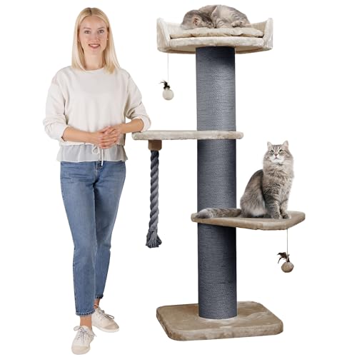 HAPPYPET Premium Kratzbaum Grosse Katzen Stabil 'Freddy' – 150 cm Großer Katzenbaum, Kletterbaum für Maine Coon, Natursisal, 20 cm Dicke Stämme - Cappuccino HAPPYPET Premium Kratzbaum Grosse Katzen Stabil 'Freddy' – 150 cm Großer Katzenbaum, Kletterbaum für Maine Coon, Natursisal, 20 cm Dicke Stämme - Cappuccino von Happypet