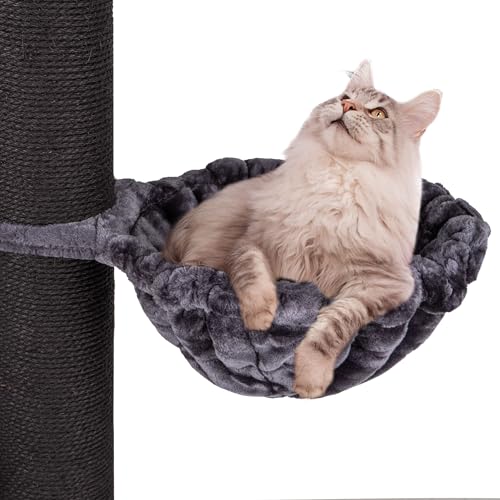 HAPPYPET Universal XXL Liegemulde für Kratzbaum Ø 45 cm - Schlafmulde für große Katzen, Maine Coon, Stabil bis 20 kg Traglast, Hängematte, Katzenliege, Katzenmulde, Anthrazit von Happypet