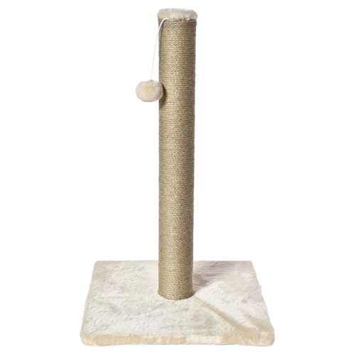 Happy Pet Orchard Kratzbaum in Beige, weicher Stoff, inklusive Sisalseil und lustigem Ball, befestigt mit einem dehnbaren Seil, mehrere Haustier-Aktivitätsstruktur von happypet
