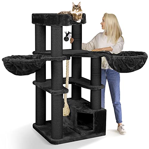 HAPPYPET Kratzbaum für große Katzen 'Oscar' - 161 cm Premium Katzenbaum stabil 47 kg, 12 cm Dicke Stämme für schwere Katzen Maine Coon, 600g Plüsch, geprüftes Holz, Anthrazit HAPPYPET Kratzbaum für große Katzen 'Oscar' - 161 cm Premium Katzenbaum stabil 47 kg, 12 cm Dicke Stämme für schwere Katzen Maine Coon, 600g Plüsch, geprüftes Holz, Anthrazit von Happypet
