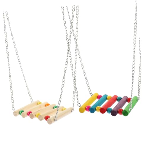 Happyyami Papagei Spielzeug Schaukel Hängen Käfig Holz Brücke Vogel Stehen Huhn Küken Stehen Rack für Sittich von Happyyami