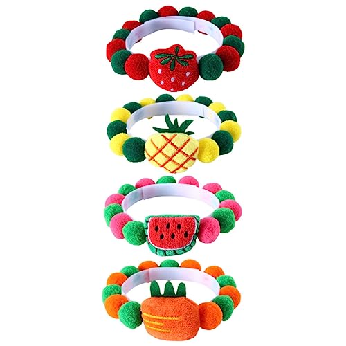 Happyyami 4 Stück Einstellbares Baumwoll Halsband für Haustiere Dekoratives Katzenhalsband im Obst Design für Kätzchen und Welpen für Festlichkeiten und Alltag von Happyyami