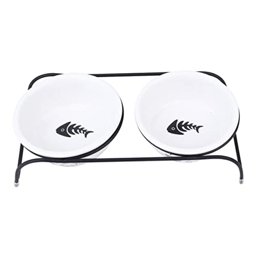 Happyyami Futternapf Für Haustiere Im Stromlinienförmigen Design 2-teiliges Set Für Katzen Und Hunde Wassernapf Stabile Keramik Fischgrätenmuster von Happyyami