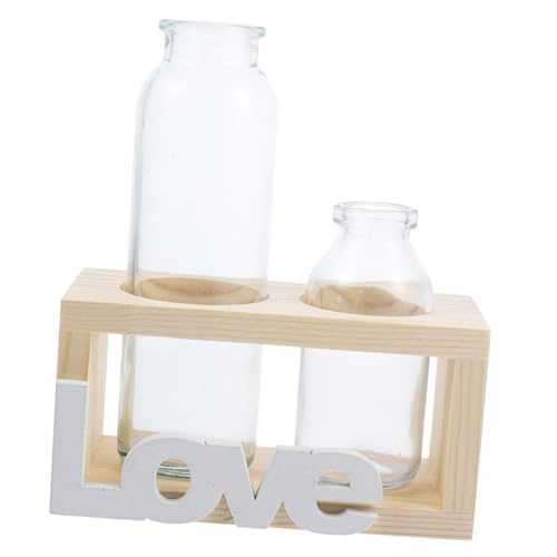 Happyyami 1 Satz Glasterrarien für Pflanzen zimmerpflanzen graceling glasgefäß pflanzer Geschenkidee Blumenarrangement Glasvase Desktop-Hydrokultur-Pflanzgefäße aus Glas Glühbirnenvase Holz von Happyyami