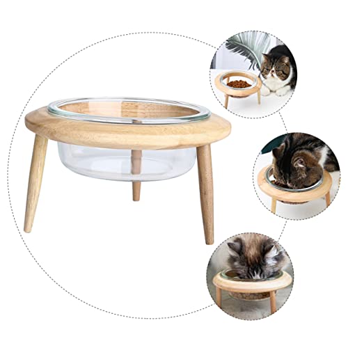 Happyyami 1 Satz Haustiernapf Wasserspender für Katzen Futternäpfe für Hunde Futterspender für Haustiere Schalen für Haustiere Trockenfrüchte Glaskugel Snack-Schüssel Zubringer hölzern von Happyyami