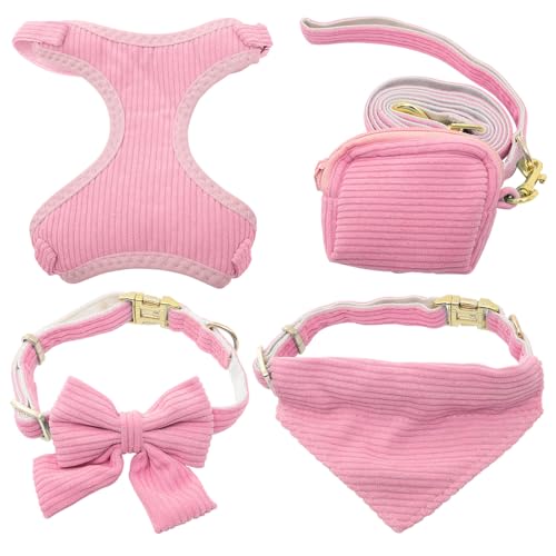 Happyyami 1satz Klein Hundegeschirr Set Für Kleine Hunden Atmungsaktives Brustgeschirr Mit Pinkes Geschirr Mit Halsband Und Poop Bag Für Und Outdoor-aktivitäten von Happyyami