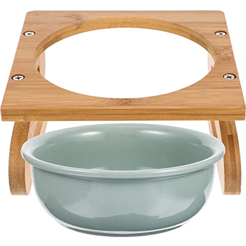 Happyyami Erhöhter Katzennapf Keramik-futternapf Mit Holzgestell Katzenzubehör Für Hauskatzen von Happyyami