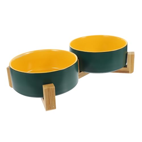 Happyyami Moderner 2-in-1-katzennapf Und Kätzchennapf Aus Keramik Auf Holzsockel Für Einfaches Füttern Happyyami Moderner 2-in-1-katzennapf Und Kätzchennapf Aus Keramik Auf Holzsockel Für Einfaches Füttern von Happyyami