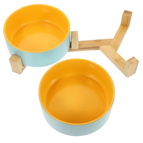 Happyyami Elegantes Haustierzubehör Zweifarbiger Katzenfutternapf Aus Keramik Mit Holzstütze Für Kätzchen Happyyami Elegantes Haustierzubehör Zweifarbiger Katzenfutternapf Aus Keramik Mit Holzstütze Für Kätzchen von Happyyami