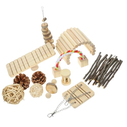 Happyyami 1satz Hamster Kauspielzeuge Und Holzspielzeug Für Kleintiere Buntes Bunny Swing Seesaw Und Karotten-heu Für Nagetiere Teething Spielzeug Für Meerschweinchen Und Ratten von Happyyami