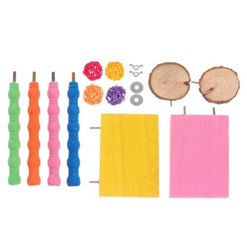 Happyyami 1satz Parrot Chew Toys Set Spielzeug Für Vögel Mit Plattform Molar-Spielzeug Für Wellensittiche Nymphensittiche Und Andere Vogelarten Zufällige Farben von Happyyami