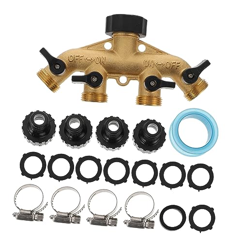 Happyyami Gartenschlauchadapter Verteiler Aus Messing Schlauchwasserhahnverteilergelenk Mit Absperrventilen Für Bewässerungssystem von Happyyami