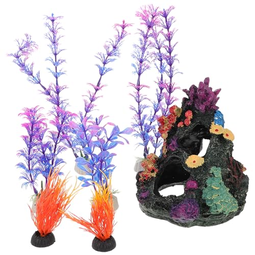 Happyyami 1 Set Aquariumpflanzen: Realistische Wasserpflanzen als Versteck für die Aquariumdekoration – Künstliches Korallenriff, Keine besondere Pflege erforderlich, für kleine und große Aquarien von Happyyami
