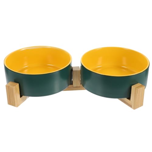 Happyyami 1 Set Ceramic Cat Dog Schüssel Schale Mit Holzstillst von Happyyami