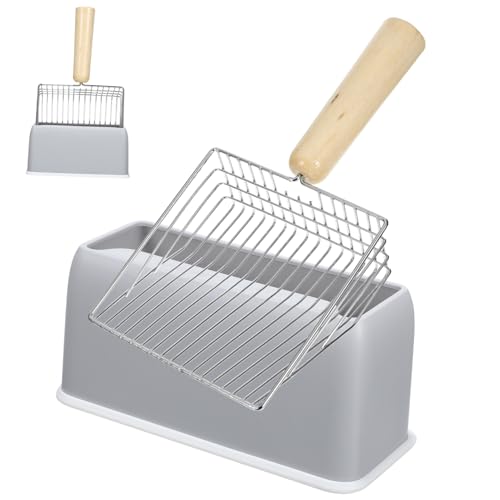 Happyyami 1 Satz Große Katzenstreuschaufel mit Holzgriff ((Set) grau) Storage Shelves abstellständer Katzenkotschaufel Katzenstreuschaufel für Haustiere Mülleimer Pooper Scooper Wurfsieb puh von Happyyami