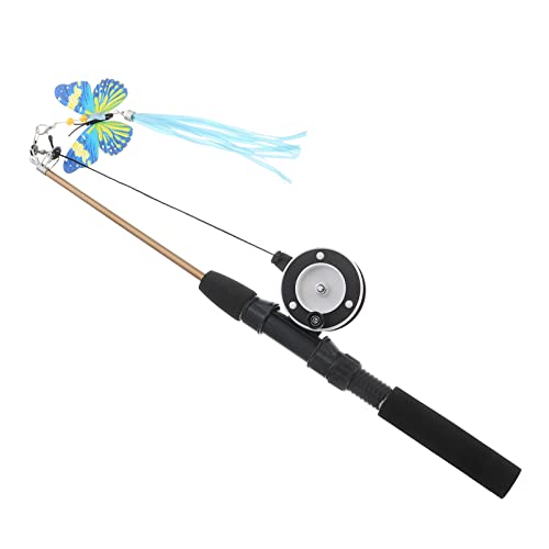 Happyyami 1satz Interaktives Katzenangel Spielzeug Mit Federersatz Für Kätzchen Und Katzen Leichte Und Tragbare Teaser-Stange Fördert Und Spielspaß Blaues Schmetterlingsdesign von Happyyami
