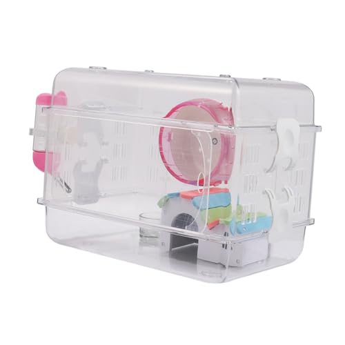 Happyyami Hamsterkäfig Mit Laufrad Futternapf Und Transparentem Design Für Kleine Haustiere Inklusive Wasserkanne Und Buntem Häuschen Für Spiel Und Schlaf von Happyyami