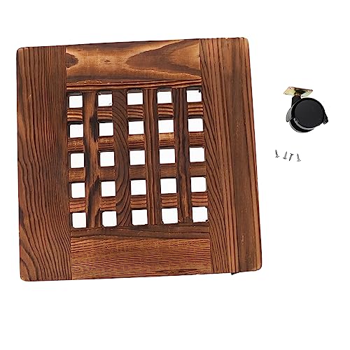 Happyyami Ausgehöhltes Blumentopftablett Aus Holz Bewegliches Pflanzgefäßtablett Mit Rädern Für Einfaches Bewegen von Happyyami