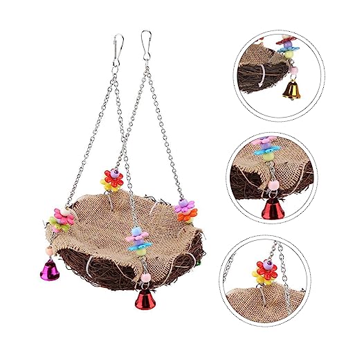 Happyyami 1 Stück Papageienbissspielzeug Nest Vogel Papageien Papagei Vogelschaukel Vogel Voliere für Schaukelspielzeug aus Holz lustiges Vogelspielzeug Stoff' Bunt von Happyyami