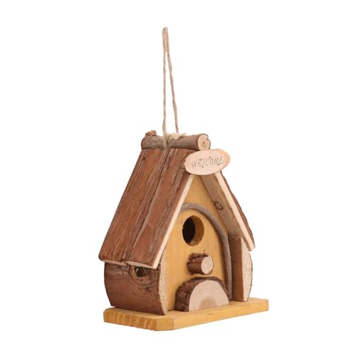 Happyyami 1 Stück hölzernes Nest vogelhaus Vogelnest Vogel Zuhause Tierkunstschmuck Haustiervögel nisten Vogel hängender Anhänger Gartendekoration Heimdekoration hängendes Nest Holz von Happyyami