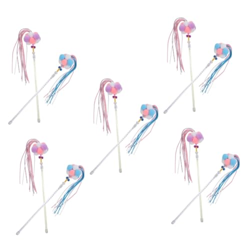 Happyyami 10stücke Interaktive Katzenspielzeuge Lustige Katzenangel Mit Bunten Pompons Für Spiel Und Beschäftigung Fördert Die Neugier Und Stress Bei Katzen von Happyyami