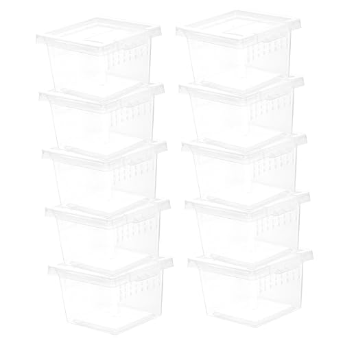 Happyyami Reptilienbox Aus Kunststoff 10-teiliges Reptilienbecken Kleiner Futterbehälter Für Reptilien Durchsichtiger Kunststoff Zur Beobachtung von Happyyami