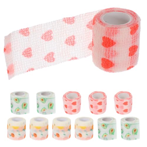 Happyyami 12 Rollen kohäsive für Tierärzte: Selbstklebende Haustier-Bandage, Nicht gewebtes elastisches kohäsives Klebeband für Hundepfoten, Schutz bei Verletzungen von Happyyami
