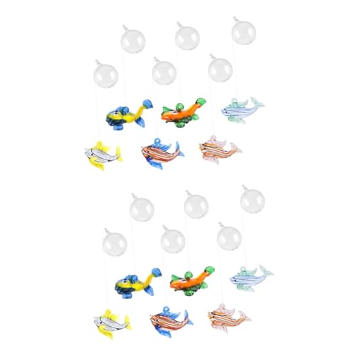 Happyyami 12 STK Schwimmender Kugel anhänger Dekoration Schlafzimmer Bedroom Decor Meeresdekorationen für zu Hause Fischfigur Glas Spielzeug Aquarium Meerestiere dekor Delfin Boje Rolle von Happyyami