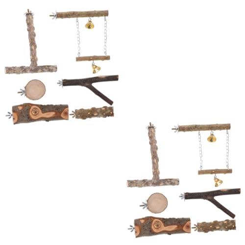 Happyyami 12 STK Vogelständer-Set Holz Spielzeug holzspielzeug vogelstange Vogelkäfig Vogelständer für Zug Spielzeug für Sittiche Klettern Vogel Stehen Bahn schmücken Papageienkäfig hölzern von Happyyami