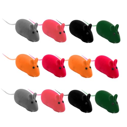 Happyyami 12stücke Lustige Plüschratten-spielzeuge Für Katzen Und Hunde Bunte Cartoonartige Mäuse Zur Und Unterhaltung Ihres Haustiers Farbe Zufällig von Happyyami