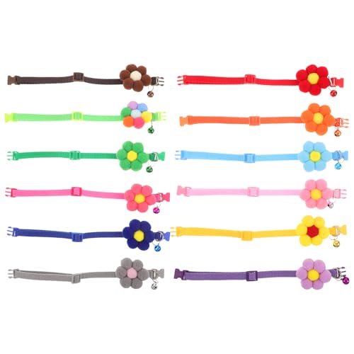 Happyyami 12-teiliges Katzenhalsband mit Blumenmotiv: Abreißbare für Kätzchen mit Glöckchen – verstellbare und farbenfrohe Halsbekleidung für Welpen und Haustiere für den täglichen Gebrauch und von Happyyami