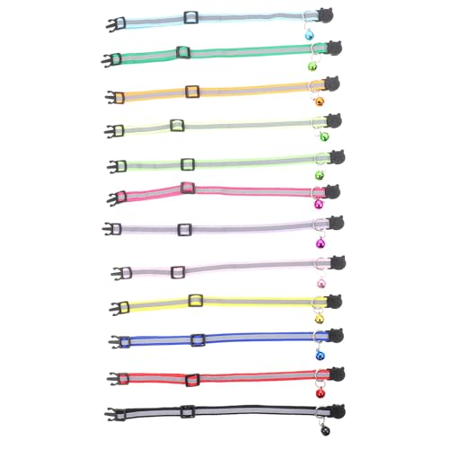 Happyyami 12st Katzenhalsband Kätzchen Versorgung Auto Kragen Tragbarer Glockenkragen Verschleißfestes Glockenkragendekor Tragbares Autohalsband Verschleißfester Autokragen Polyester von Happyyami