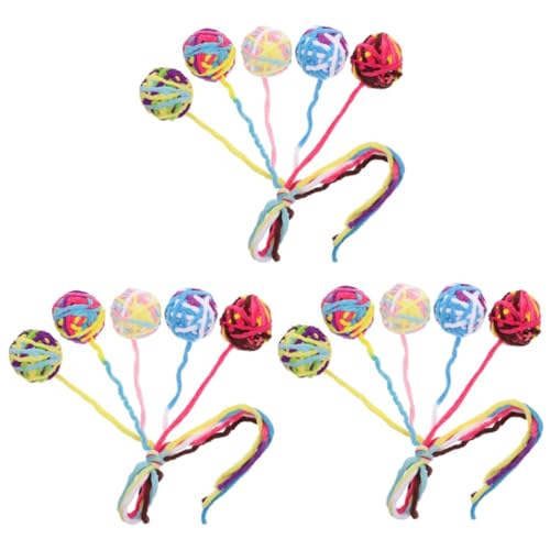 Happyyami 15stücke Katzenangel Spielzeug Mit Wollglocken-Design Interaktive Plüsch-Katzen-spielzeuge Für Drinnen Lustiger Katzenteaser Für Aktive Kätzchen Und Spielzeit von Happyyami